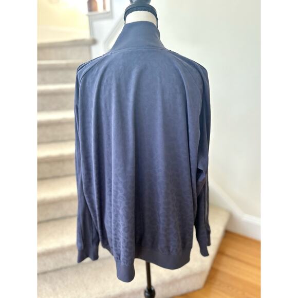 Athleta Slate Blue Leopard Print Zip Up Windbreaker Bomber Jacket - Picture 5 of 8